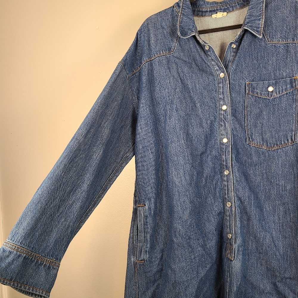 Anthropologie Pilcro Long Sleeve Jean Denim Collared Button Snap Romper XL - Picture 4 of 13